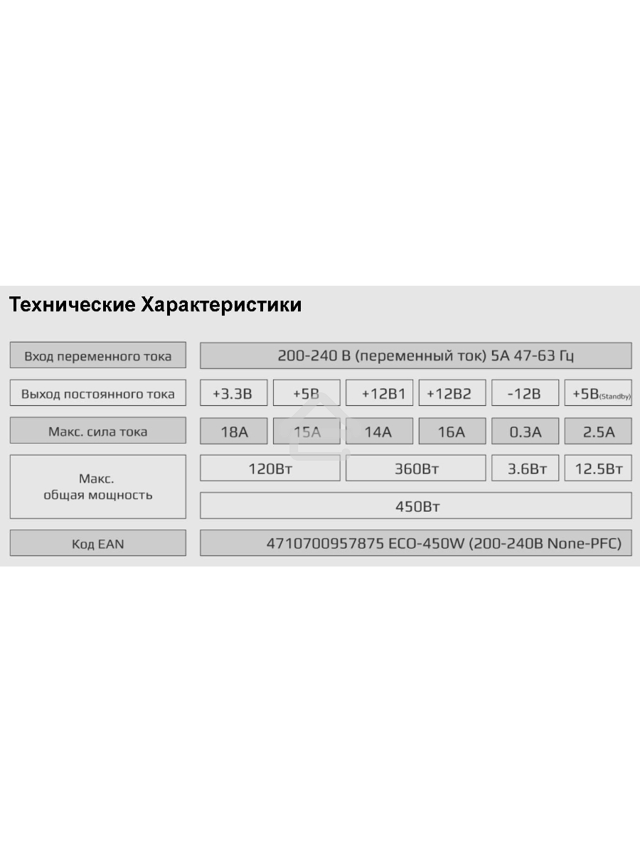 Блок питания Aerocool / Formula ECO-450W, 450Вт, 120мм, серебро