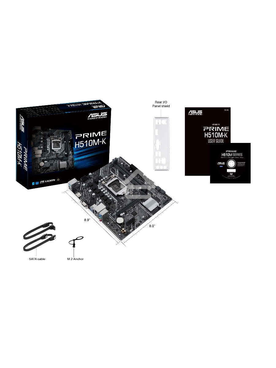 Материнская плата ASUS PRIME H510M-K, LGA 1200, Intel H510, 2xDDR4, 4xSATA, 1xM.2, 1xPCIe 4.0 x16, 1xPCIe x1, 1xHDMI, 1xVGA, 2xUSB-A 3.2 Gen 1, 4xUSB-A 2.0, 1x 1Gb LAN, 3x3.5 мм, 7.1, mATX