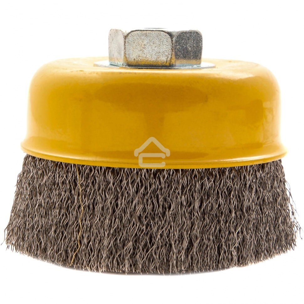 Щетка для УШМ Denzel 100 мм, М14, чашка, витая нержавеющая проволока 0,3 мм