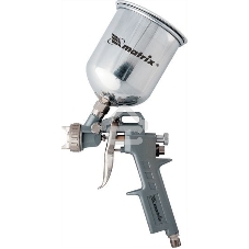 Краскопульт пневматический Matrix краскораспылитель пневмат. с верхним бачком v=1.0л + сопла