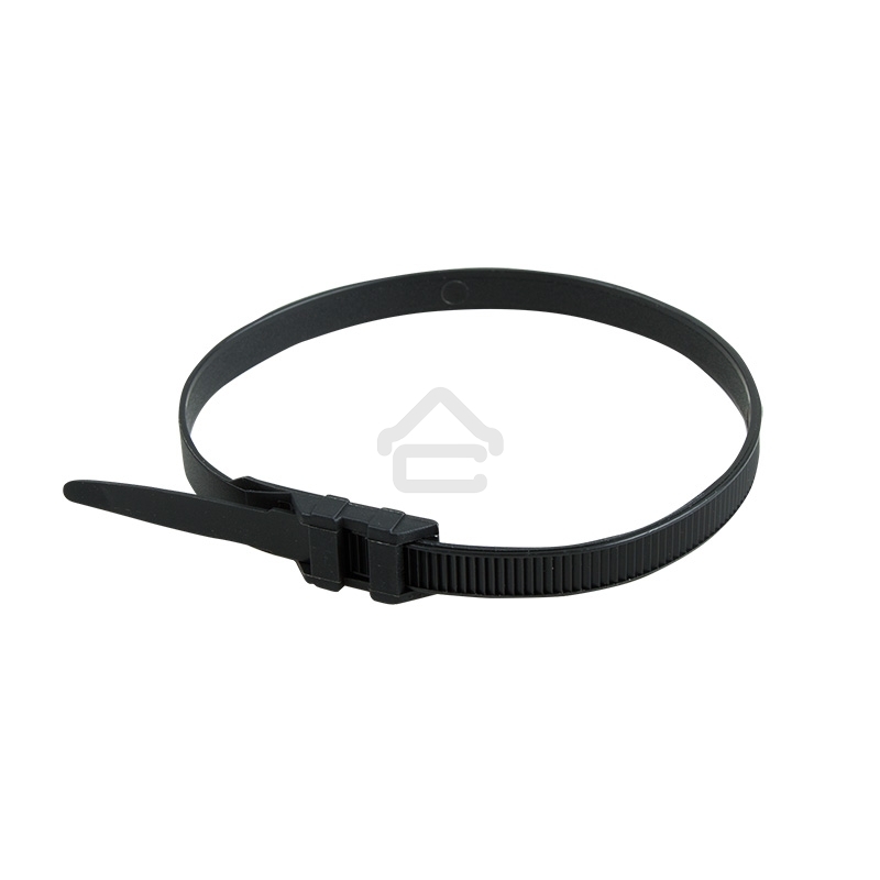 Хомут-стяжкa нейлоновая усиленная с двойным горизонтальным замком Rexant 350x9,0 мм, черная, упаковка 100 шт.