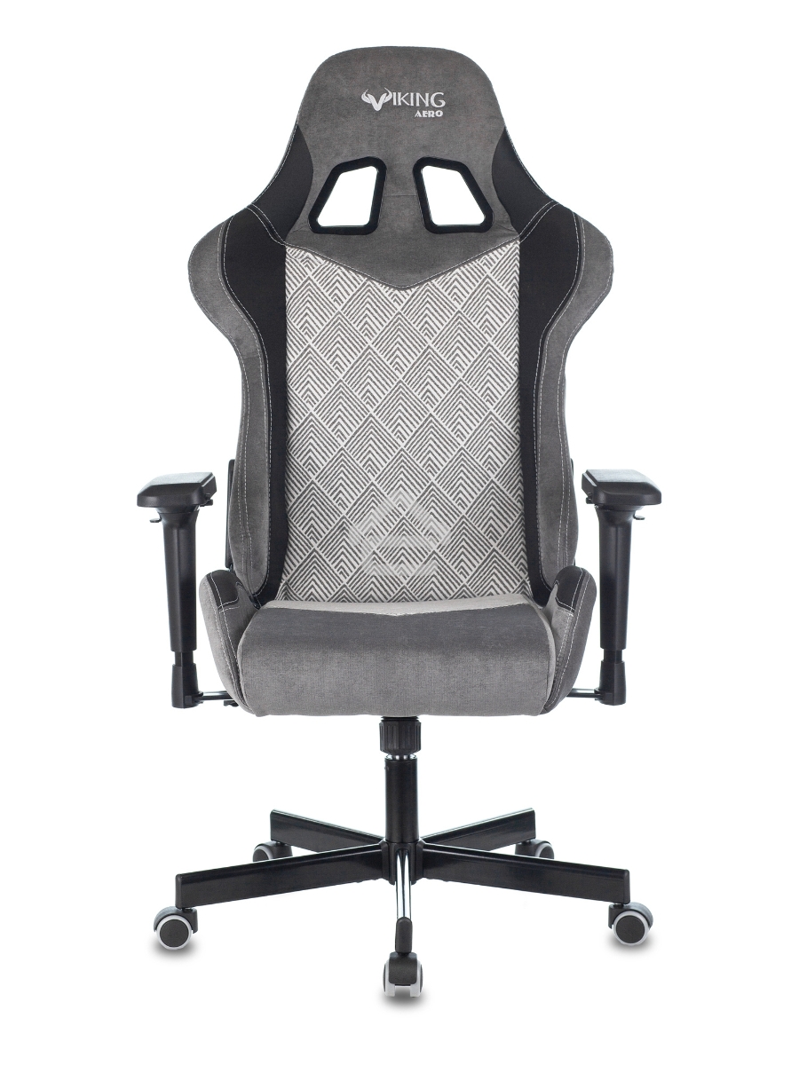 Кресло игровое Zombie VIKING 7 KNIGHT Fabric серый Loft ромбик текстиль/эко.кожа с подголов. крестовина металл