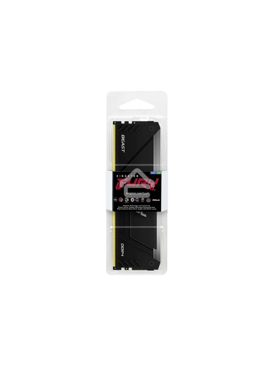 Оперативная память Kingston Fury Beast, DDR4, 16GB (1x16GB), 3200MHz, CL16, DIMM, с радиатором, RGB, чёрный