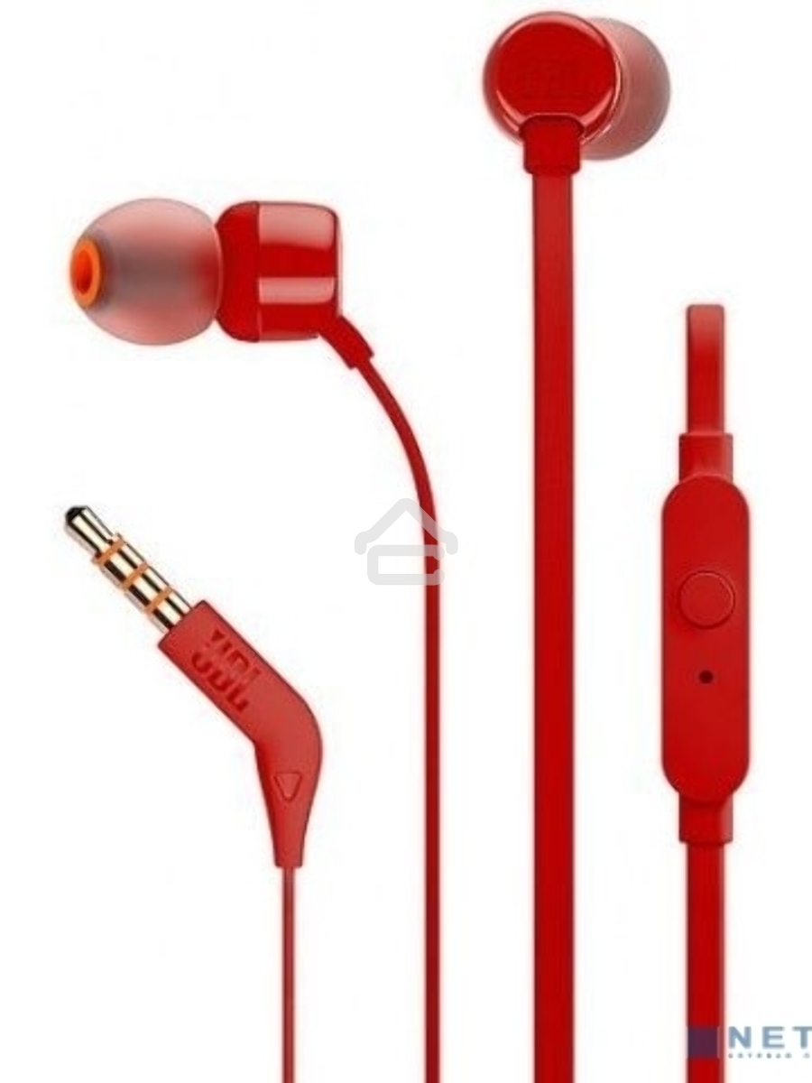 Наушники-гарнитура JBL T110 красный