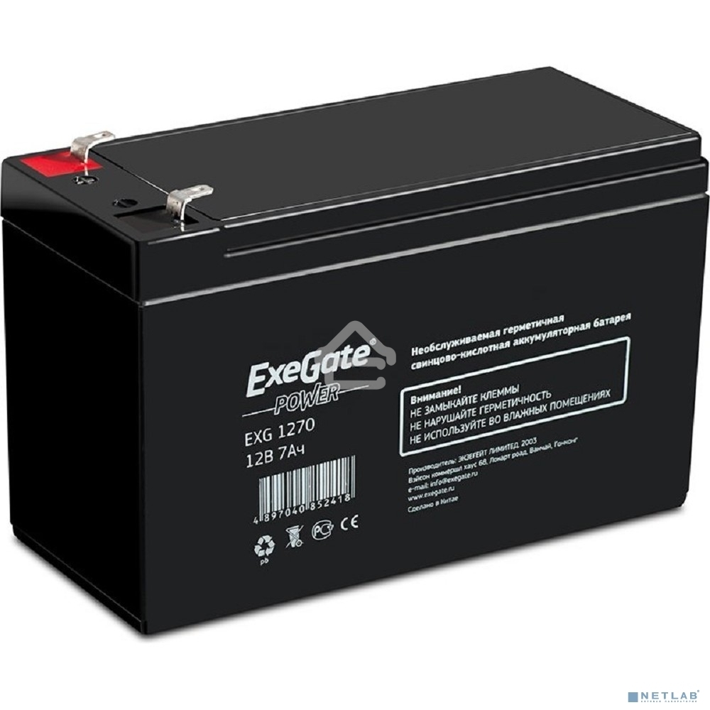 Батарея ExeGate EP129858RUS DTM 1207/EXG1270 (12V 7Ah) клеммы F2