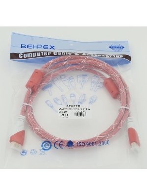 Кабель HDMI Ver.1.4 Red jack HDMI19 (m)/HDMI19 (m) 1.8м феррит.кольца позолоченные контакты