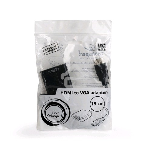 Переходник HDMI-VGA Cablexpert A-HDMI-VGA-04, 19M/15F, провод 15см