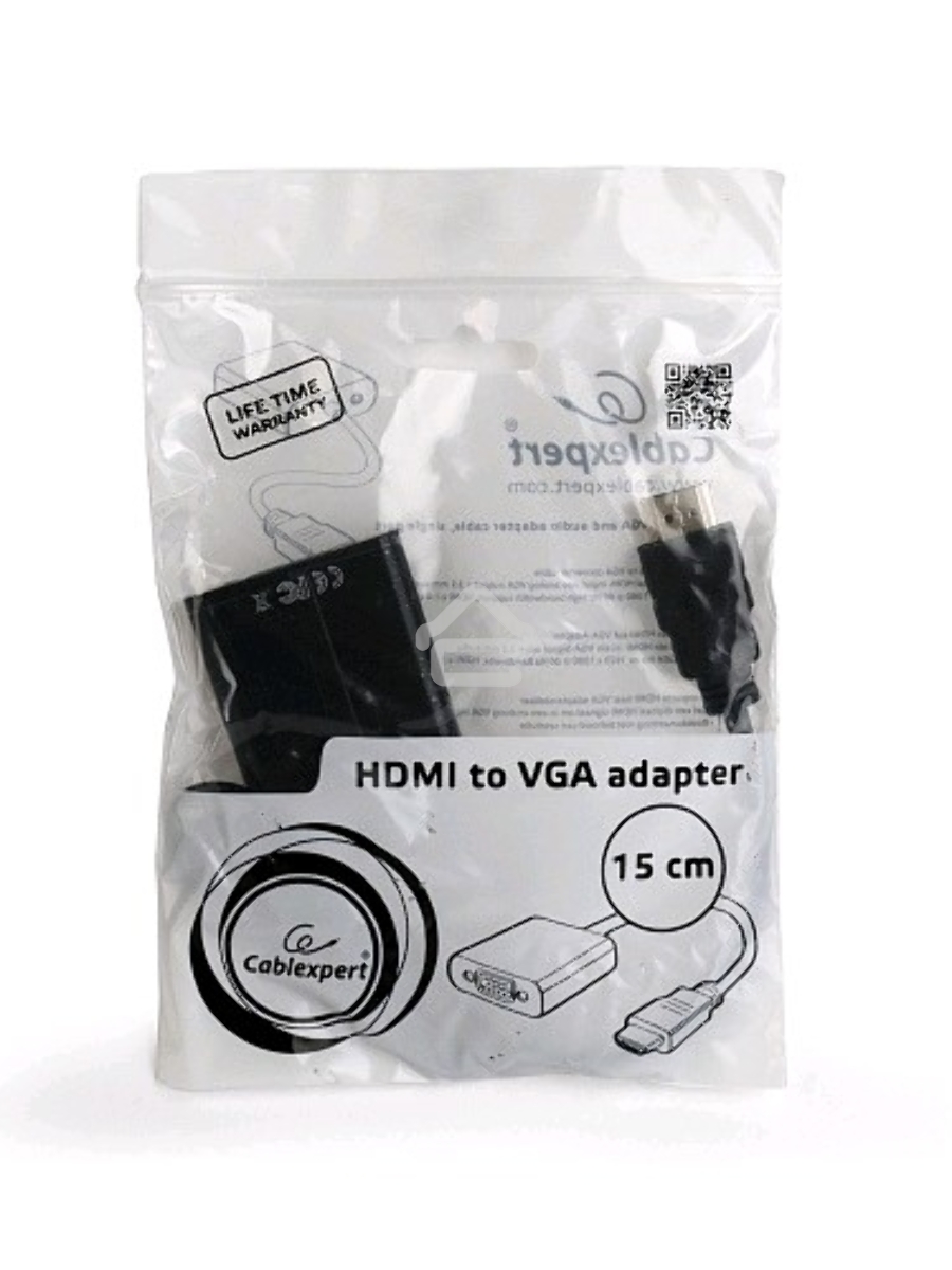 Переходник HDMI-VGA Cablexpert A-HDMI-VGA-04, 19M/15F, провод 15см
