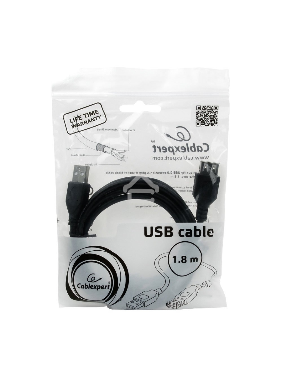 Кабель Gembird PRO CCF-USB2-AMAF-6 USB 2.0 кабель удлинительный 1.8м AM/AF позол.конт., фер.кол., пакет