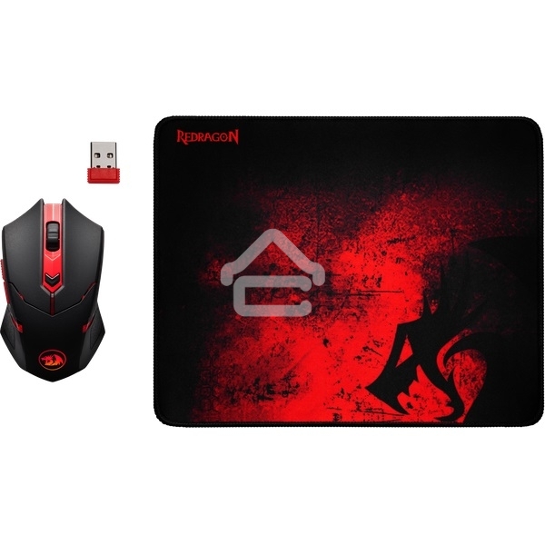 Мышь беспроводная + коврик Defender Redragon M601WL-BA черный, 2400 dpi, радиоканал, USB, кнопки - 6