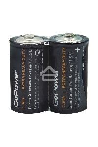 Батарейка GoPower R14 C Shrink 2 Heavy Duty 1.5V (2/24/288)