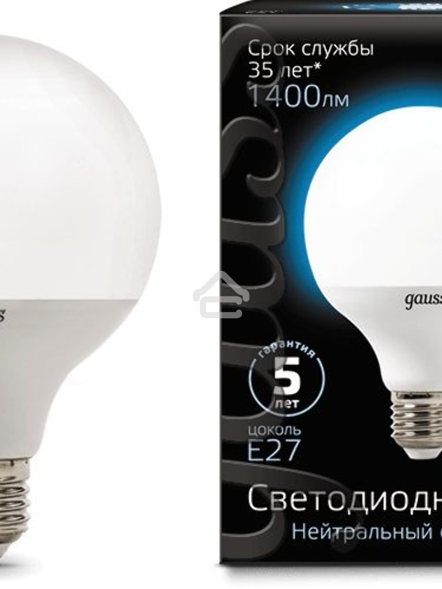 Лампа Gauss LED G95 E27 16W 1400lm 4100K 1 32 SQ105102216