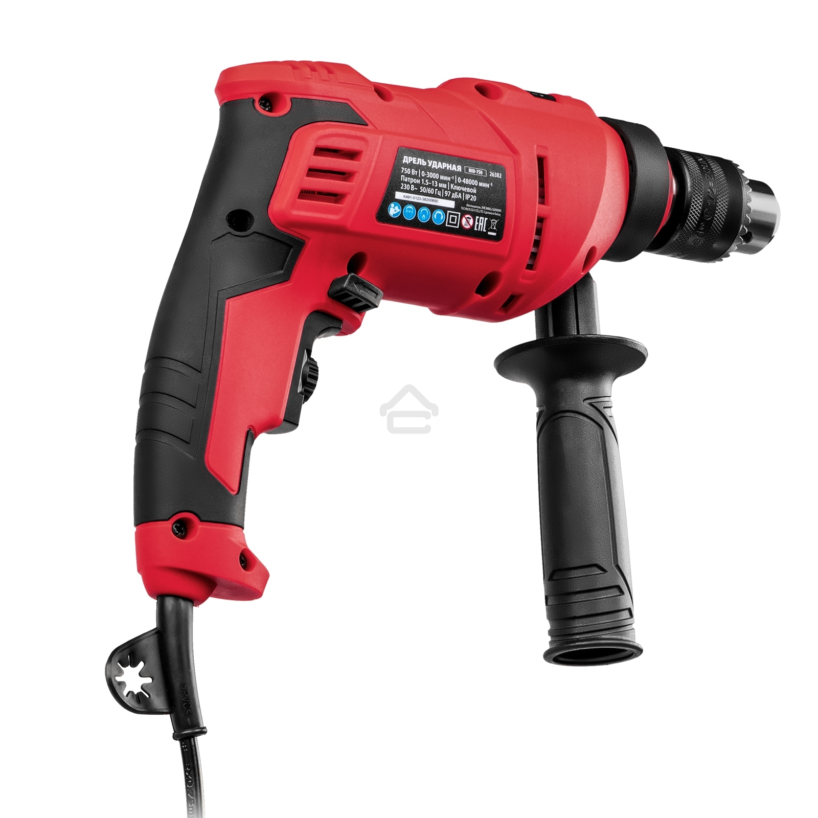 Дрель ударная MTX MID-750, 750 Вт, 0-3000 об/мин, 0-48000 уд/мин