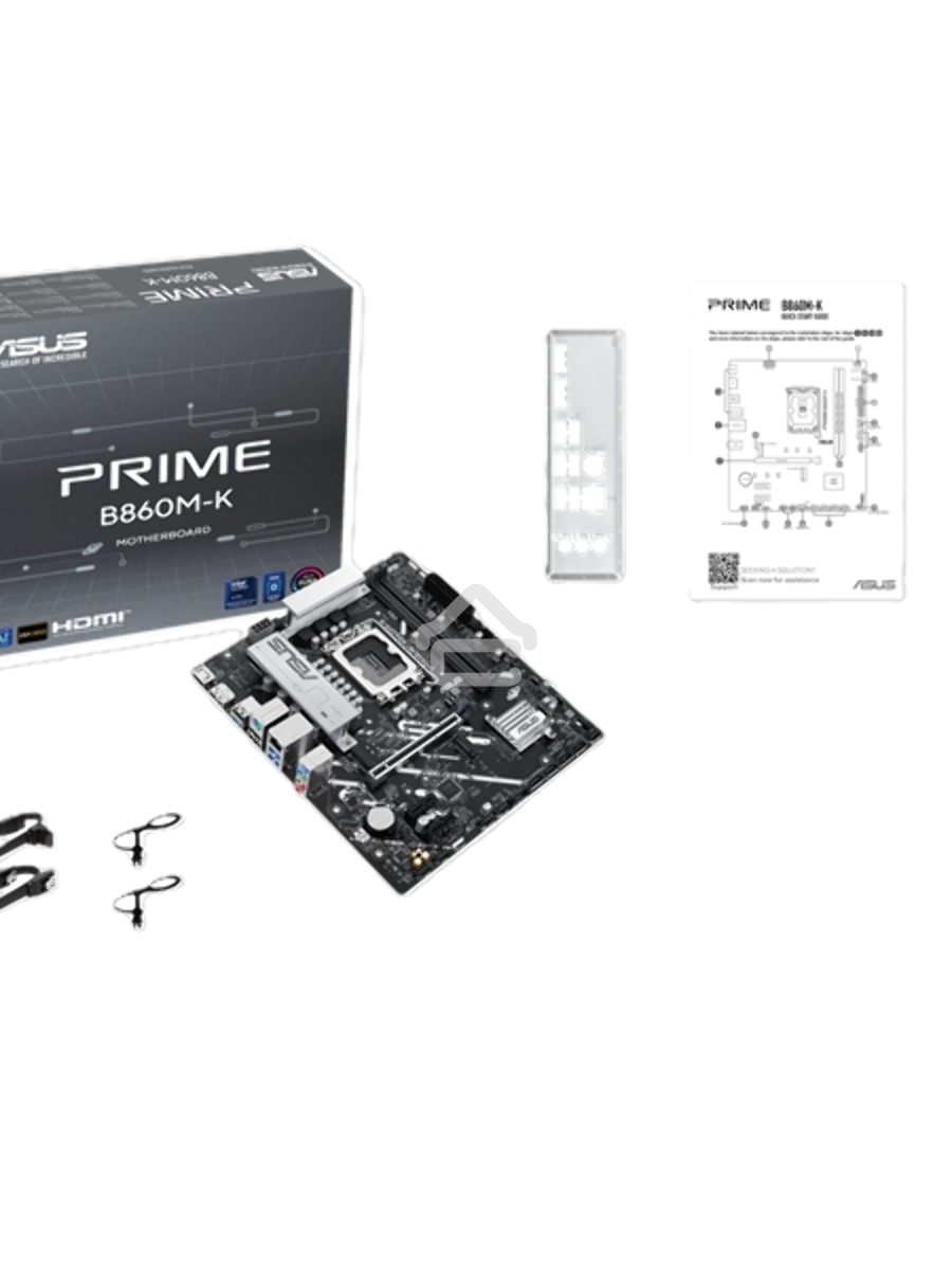 Материнская плата ASUS PRIME B860M-K, LGA 1851, Intel B860, 2xDDR5, 4xSATA, 2xM.2, 1xPCIe 4.0 x16, 2xPCIe 4.0 x1, 1xHDMI, 1xDP, 1x 2.5Gb LAN, 1xUSB-A 10Gbps, 3xUSB-A 5Gbps, 3xUSB-A 2.0, 3x3.5 мм, 7.1, mATX