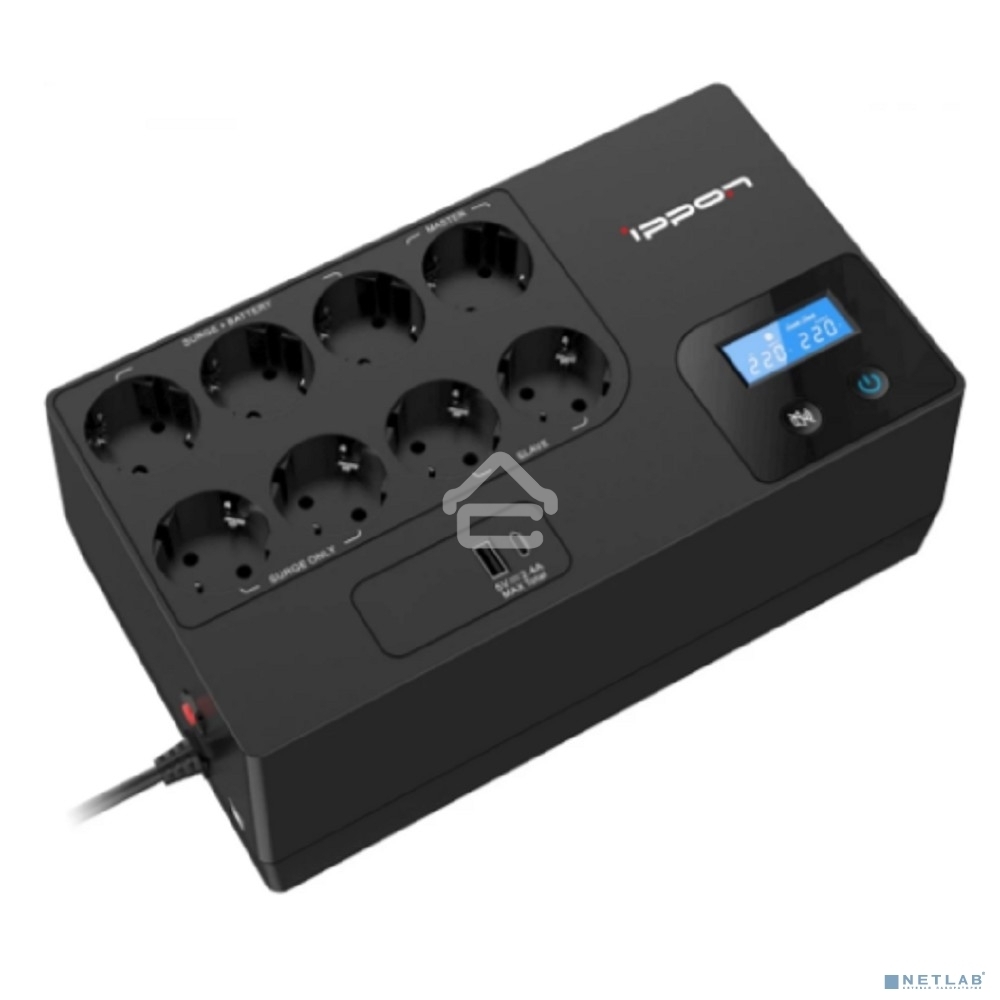 Источник бесперебойного питания Ippon Kirpich 1050 600Вт 1050ВА черный