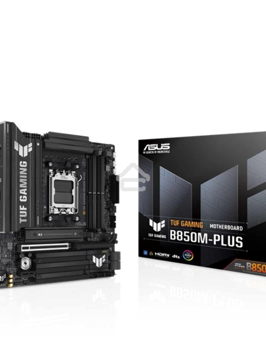 Материнская плата ASUS TUF Gaming B850M-Plus, AM5, AMD B850, 4xDDR5, 4xSATA, 3xM.2, 1xPCIe 5.0 x16, 1xPCIe 4.0 x4, 1xPCIe x1, 1xDP, 1xHDMI, 1x2.5Gb LAN, 4xUSB 2.0, 4xUSB 3.2 Gen 1, 3xUSB 3.2 Gen 2, 1xUSB-C, 3x3.5 мм, 7.1, mATX