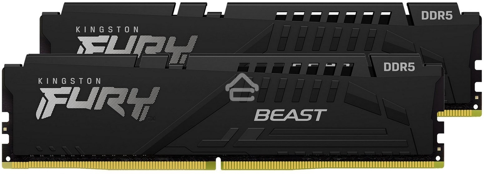 Оперативная память Kingston Fury Beast, DDR5, 64Gb (2x32Gb), 6000MHz, CL36, DIMM, с радиатором, черный