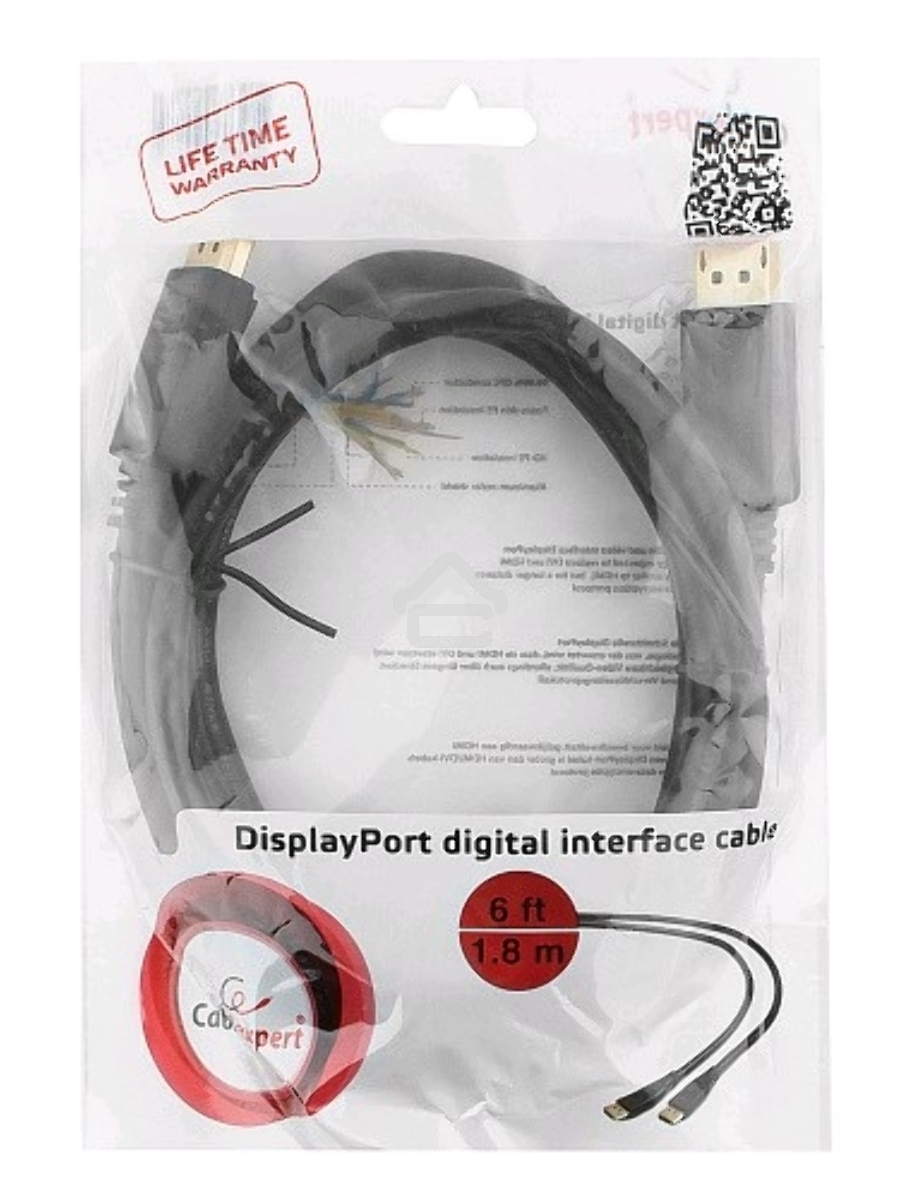 Кабель DisplayPort Gembird/Cablexpert CC-DP2-6, v1.2, 1.8м, 20M/20M, черный, экран, пакет