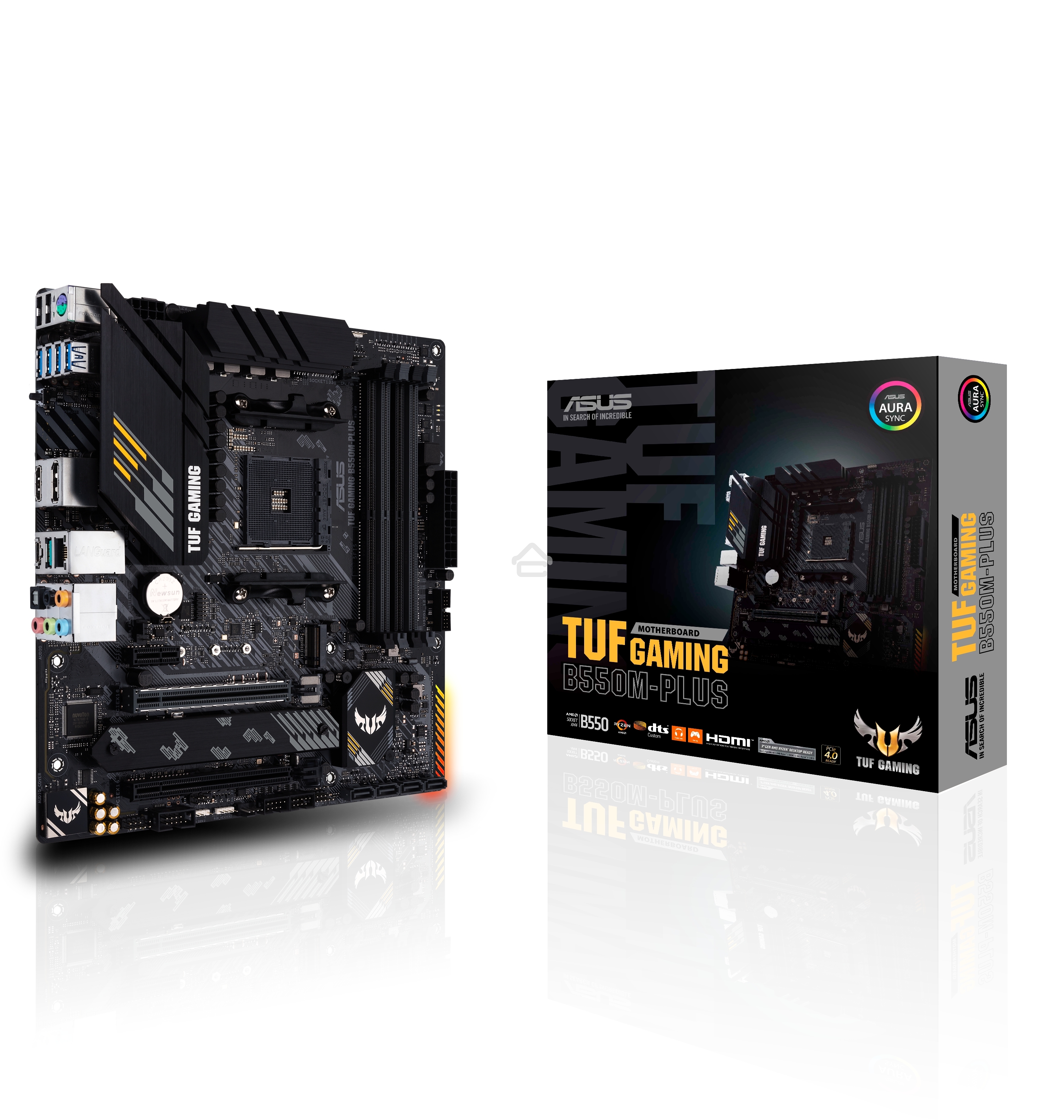 Материнская плата ASUS TUF GAMING B550M-PLUS, AM4, AMD B550, 4xDDR4, 4xSATA, 2xM.2, 1xPCIe 4.0 x16, 1xPCIe 3.0 x16, 1xPCIe x1, 1xHDMI, 1xDP, 1x 2.5Gb LAN, 4xUSB-A 3.2 Gen 1, 1xUSB-A 3.2 Gen 2, 2xUSB-A 2.0, 1xUSB-C 3.2 Gen 2, 5x3.5 мм, 7.1, mATX