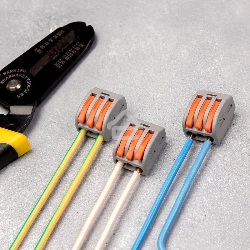 Универсальная клемма Rexant 3-проводная, серая (0,08-2,5/4 мм²) (50 шт./уп.)