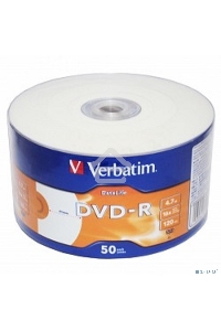 Диск DVD-R Verbatim 4,7 Gb 16x DataLife Inkjet Printable, Shrink, 50 шт (43793)