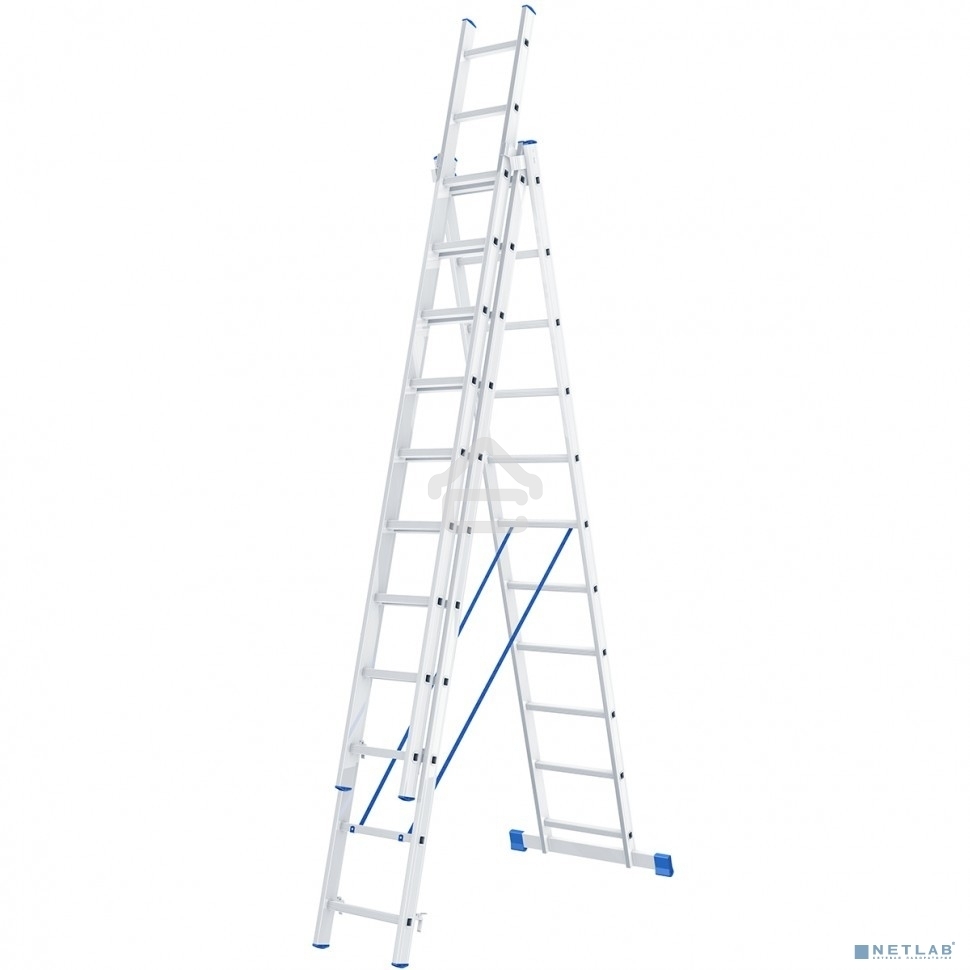 Лестница Сибртех 3 х 11 ступеней, алюминиевая, трехсекционная