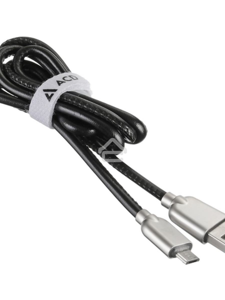 Кабель USB ACD-Allure MicroUSB ~ USB-A Кожа, 1м, черный (ACD-U926-M1B)