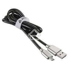 Кабель USB ACD-Allure MicroUSB - USB-A Кожа, 1м, черный