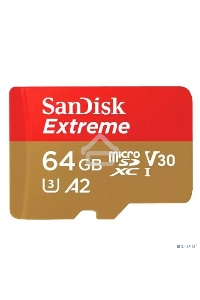 Флеш карта microSD 64GB SanDisk microSDXC Class 10 UHS-I A1 C10 V30 U3 Extreme 170MB/s