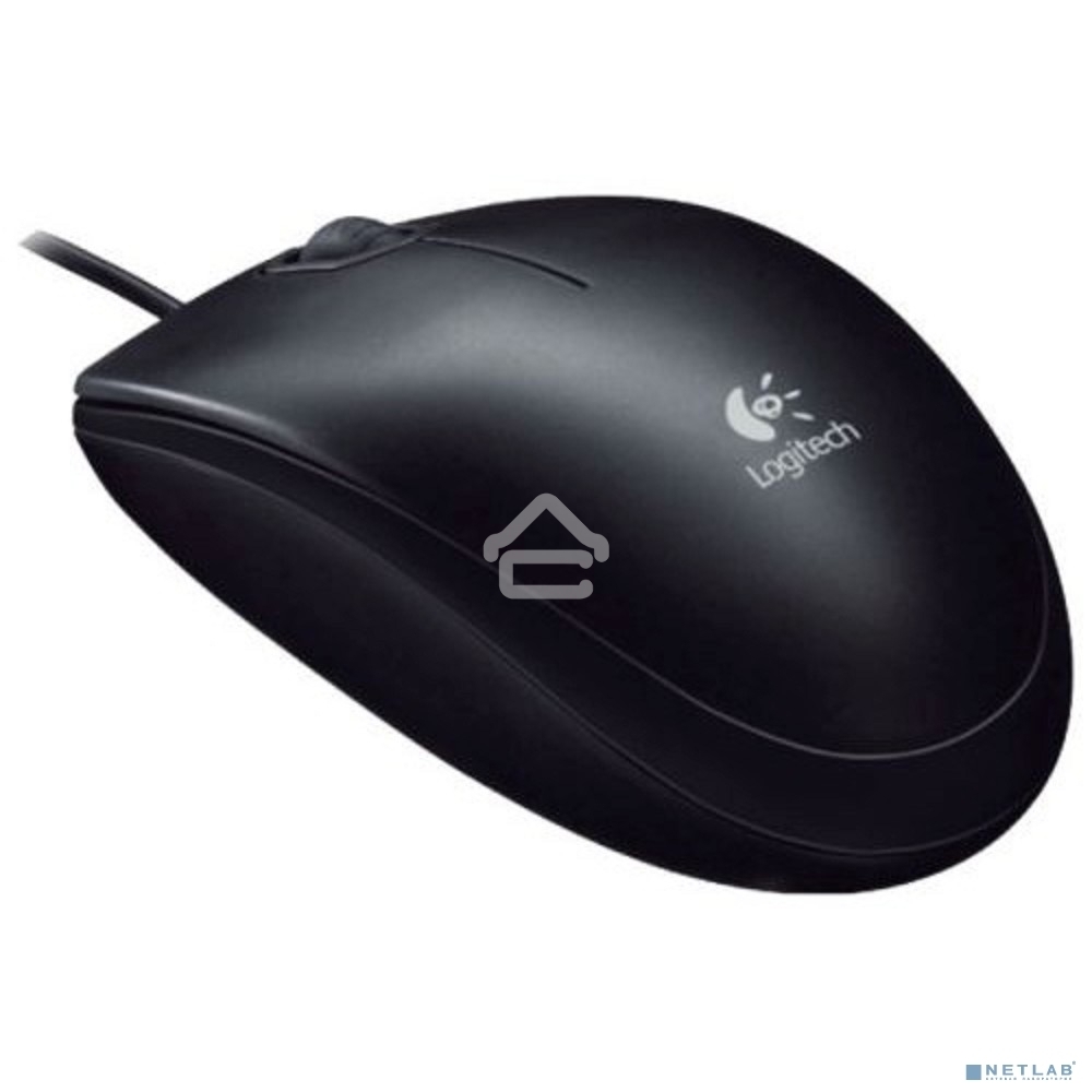 Мышь проводная Logitech B100 черный, 1000 dpi, USB, кнопки - 3