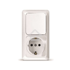 Блок ОП Олимп 1-кл. вык.+ роз. с заземл. верт. бел. UNIVersal О0038