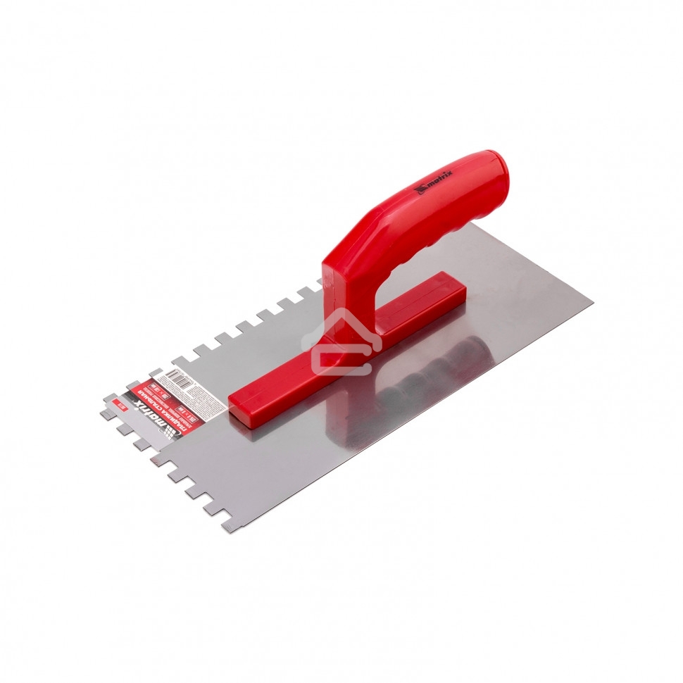 Гладилка Matrix стальная, 280 х 130 мм, зеркальная полировка, пластмас. ручка, зуб 8 х 8 мм