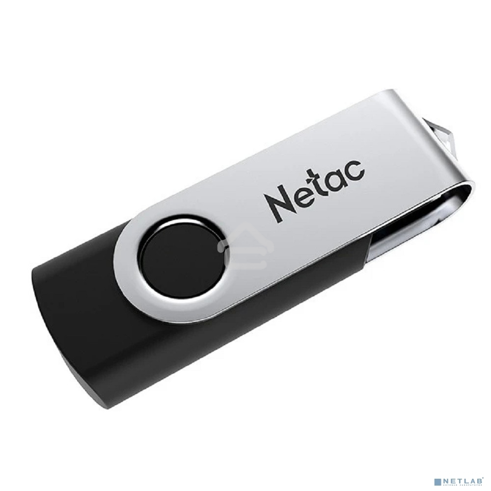 Флешка USB Netac U505 (NT03U505N-004G-20BK), 4Gb, USB 2.0, R/W 70/30, черный/серебристый