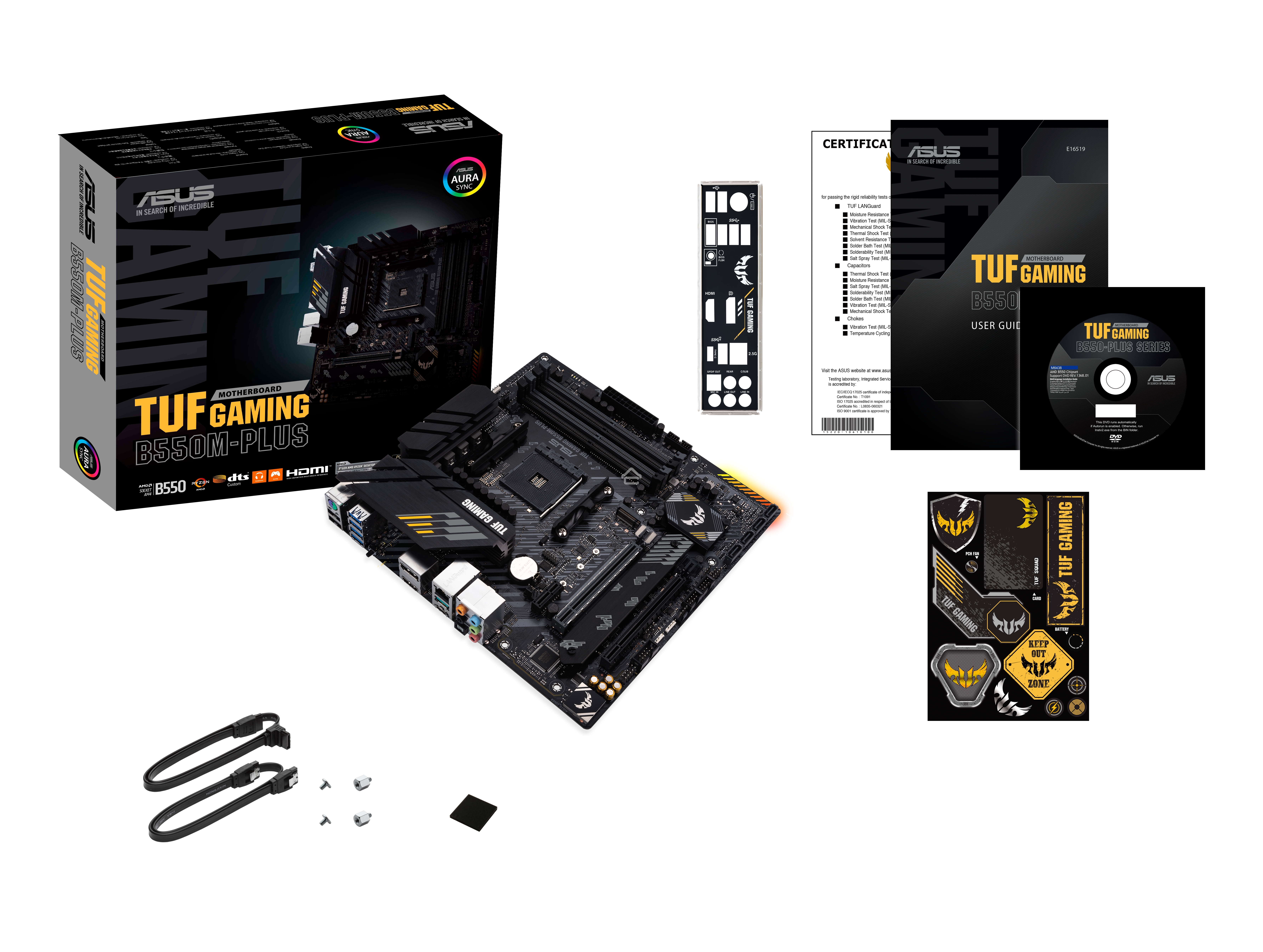 Материнская плата ASUS TUF GAMING B550M-PLUS, AM4, AMD B550, 4xDDR4, 4xSATA, 2xM.2, 1xPCIe 4.0 x16, 1xPCIe 3.0 x16, 1xPCIe x1, 1xHDMI, 1xDP, 1x 2.5Gb LAN, 4xUSB-A 3.2 Gen 1, 1xUSB-A 3.2 Gen 2, 2xUSB-A 2.0, 1xUSB-C 3.2 Gen 2, 5x3.5 мм, 7.1, mATX