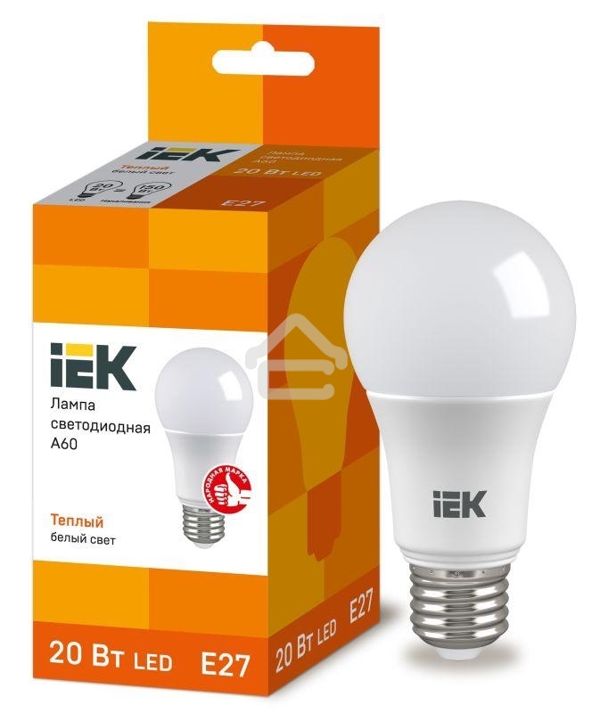 Лампа Iek LLE-A60-20-230-30-E27 светодиодная ECO A60 шар 20Вт 230В 3000К E27 IEK