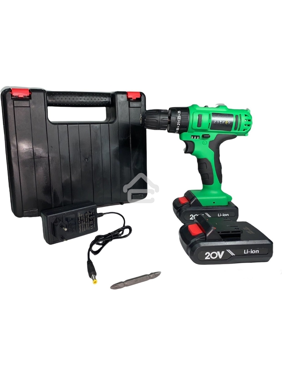 Дрель-шуруповерт Zitrek Crusher 063-4055, Аккумуляторная, 20В, 2 АКБ, Ударная, Кейс