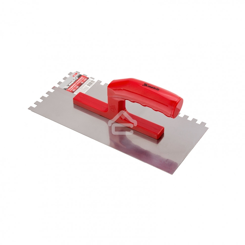 Гладилка Matrix стальная, 280 х 130 мм, зеркальная полировка, пластмас. ручка, зуб 8 х 8 мм