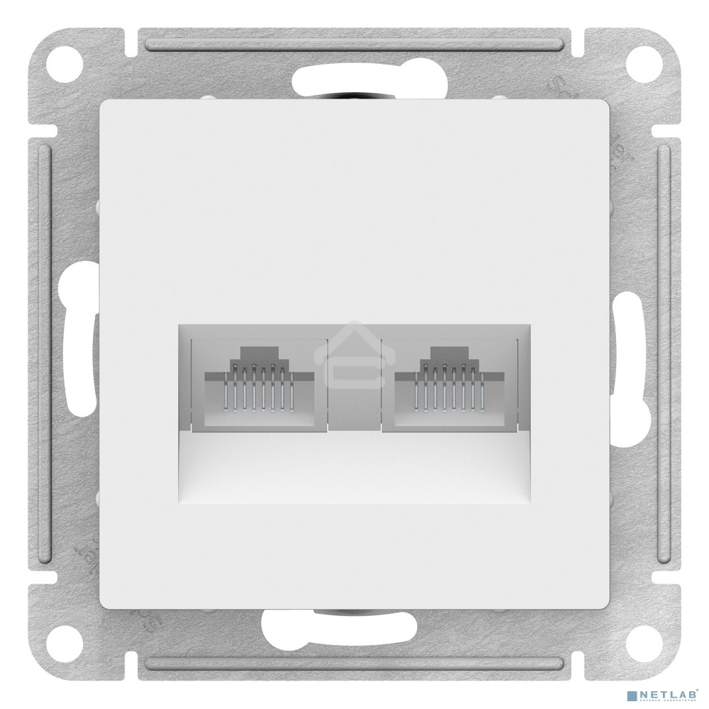 Розетка двойная компьютерная RJ45+RJ45, кат.5E, механизм, БЕЛЫЙ