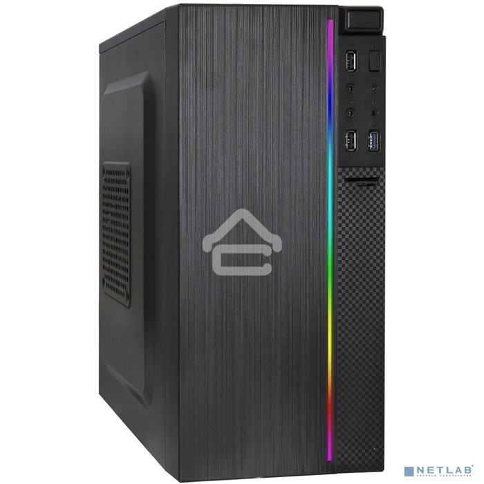 Компьютерный корпус Minitower ExeGate mEVO-9302-RGb-600W-12 (mATX, БП 600NPX с вент. 12см, 2*USB+1*USB 3.0, HD аудио, черный с RGb подсветкой)
