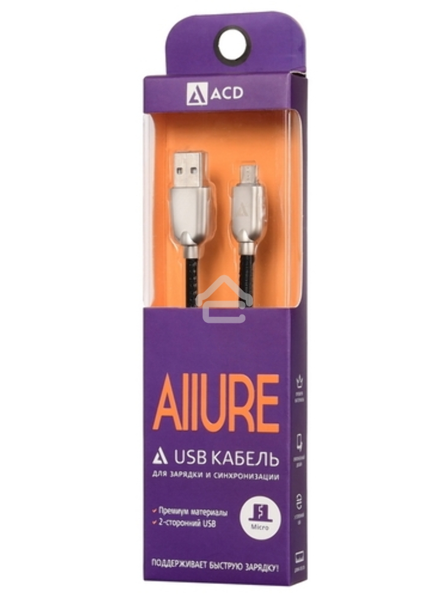 Кабель USB ACD-Allure MicroUSB ~ USB-A Кожа, 1м, черный (ACD-U926-M1B)