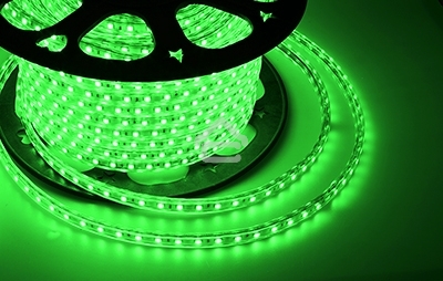 Лента светодиодная Neon-night 220 В, 10х7 мм, IP67, SMD 2835, 60 LED/m, цвет свечения зеленый, бухта 100 м