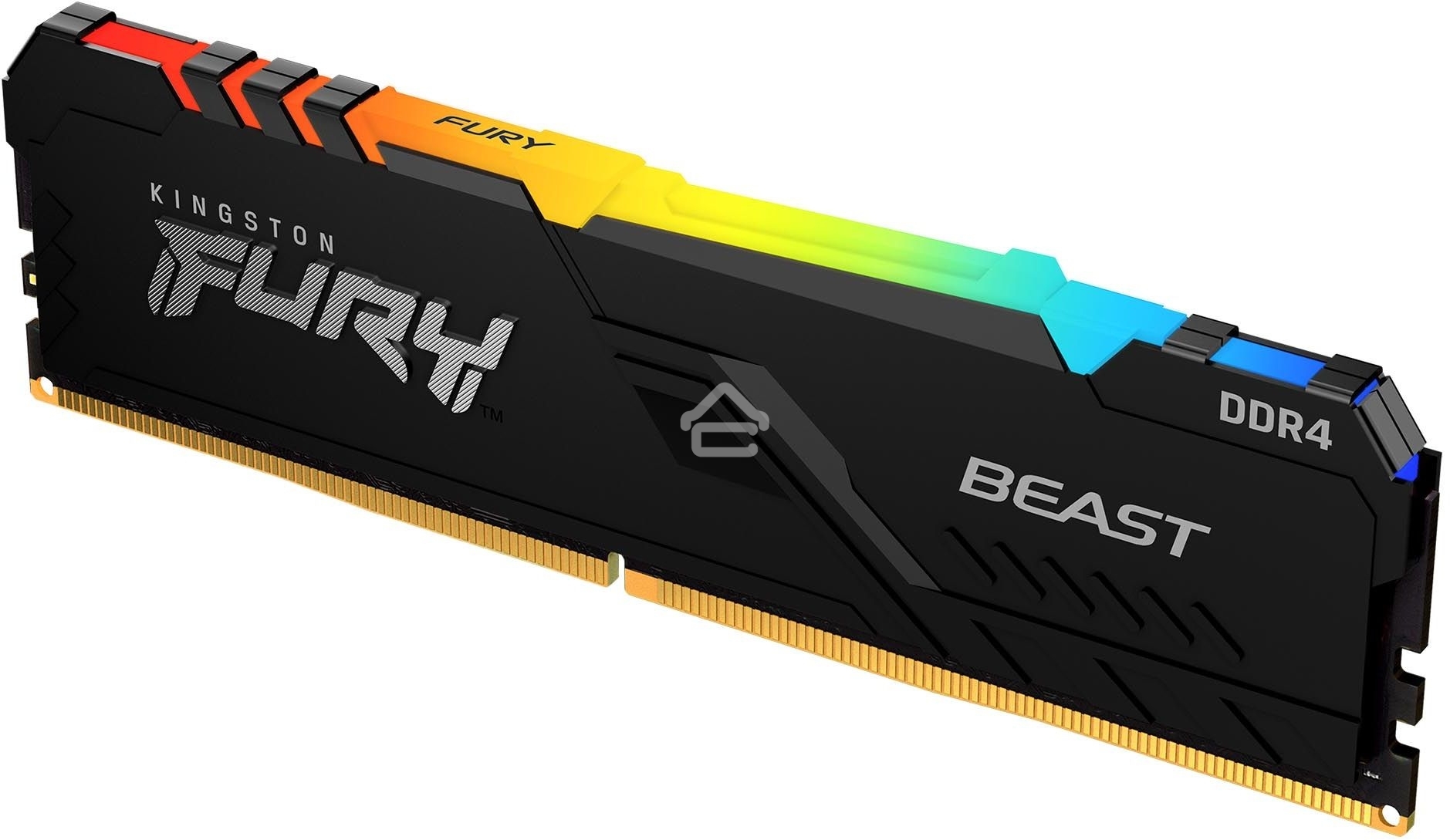 Оперативная память Kingston Fury Beast, DDR4, 64GB (2x32GB), 3200MHz, CL16, DIMM, с радиатором, RGB, черный