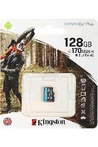 ФлешКарта Kingston 128GB microSDXC Canvas Go Plus 170R A2 U3 V30 Single Pack w/o ADP EAN: 740617301243