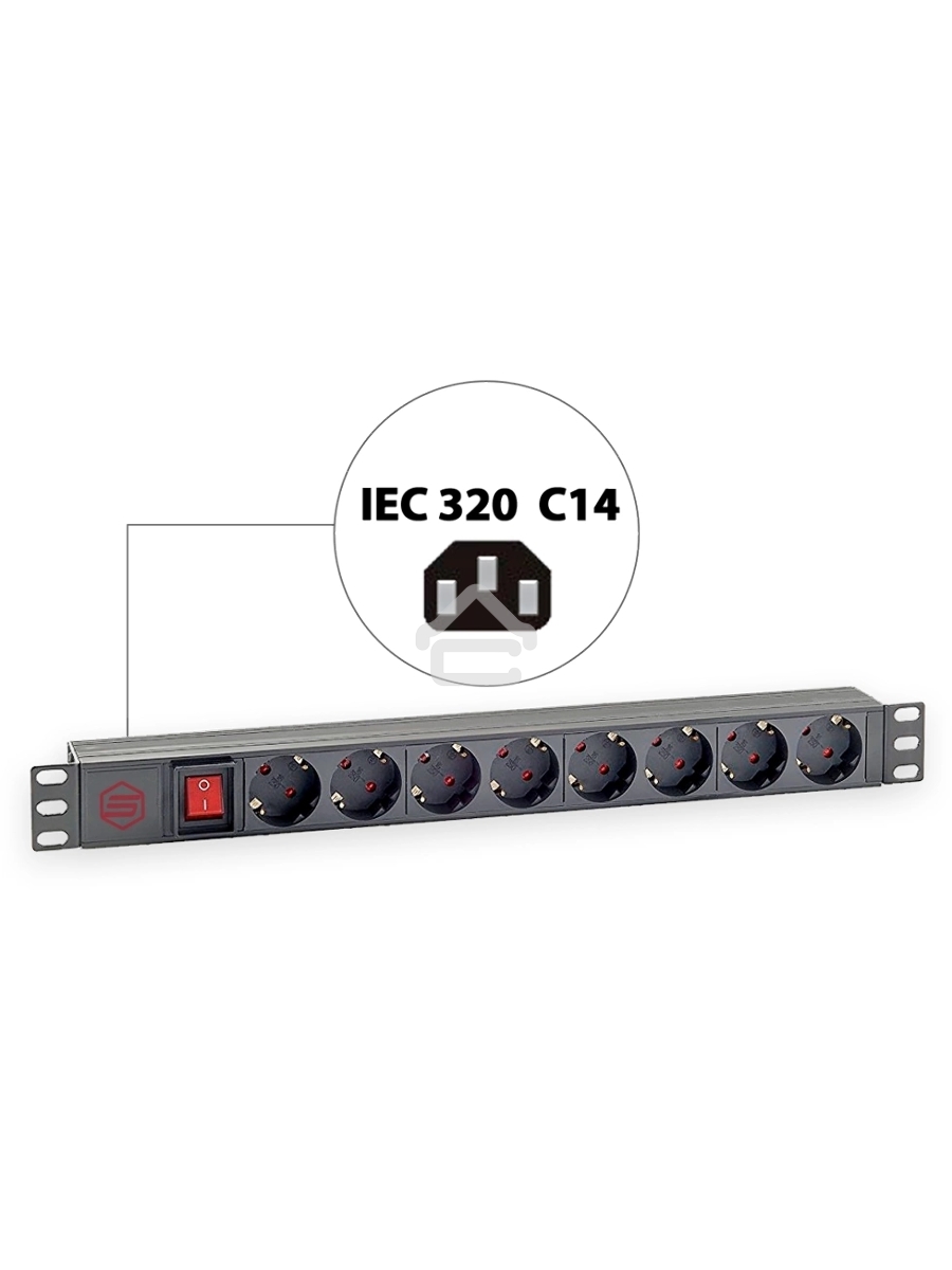 Блок распределения питания Sysmatrix PD 0802.000 гор.размещ. 8xSchuko базовые 16A C14