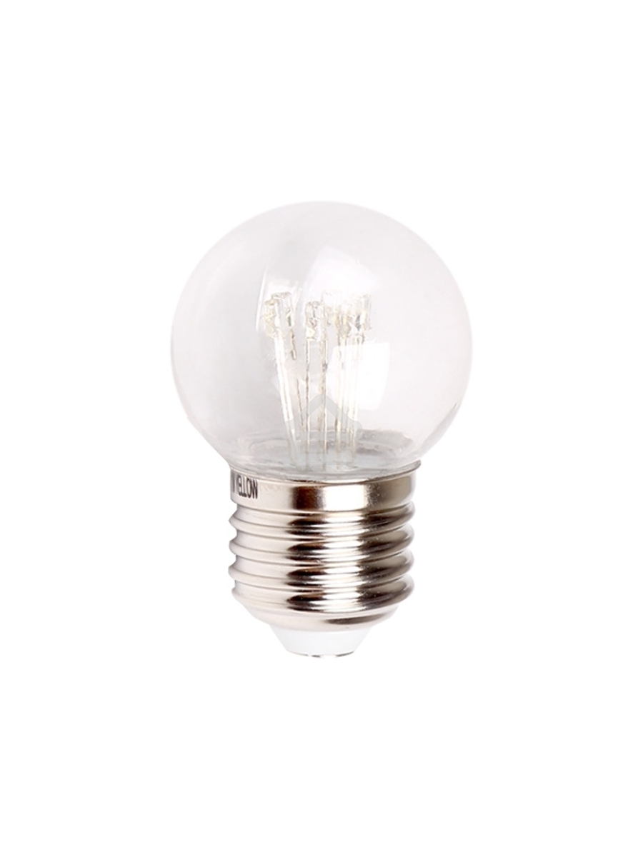 Лампа шар e27 6 LED Ø45мм - синяя, прозрачная колба, эффект лампы накаливания