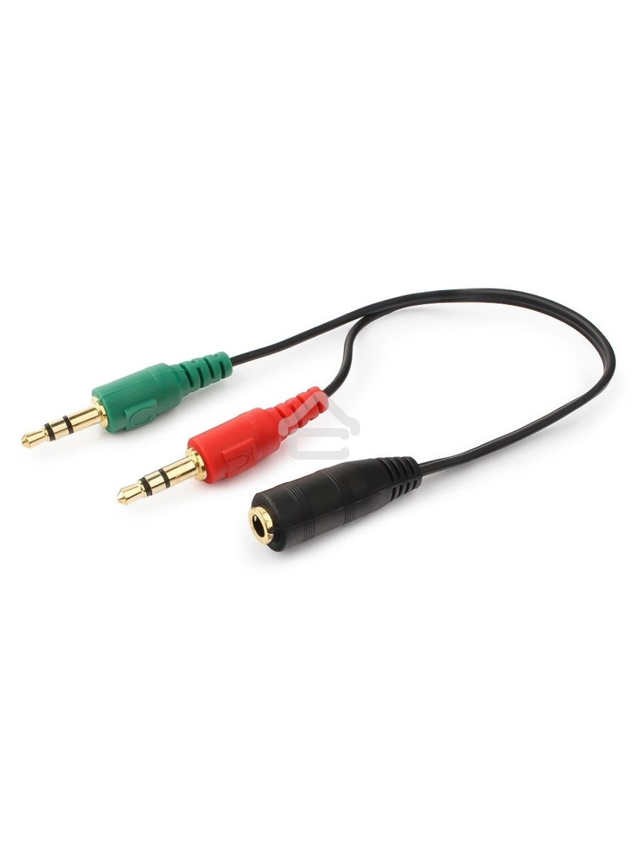 Кабель аудио сигнала Cablexpert, Jack3.5 нушники + 3.5 микрофон-> Jack3.5 4pin, длина 20см, черный
