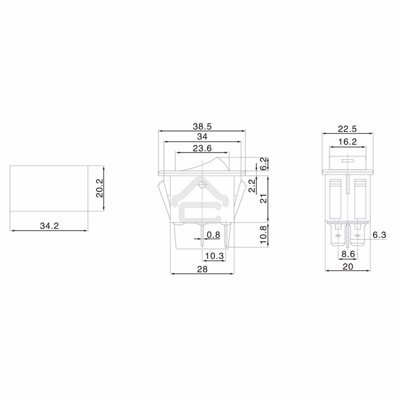 Выключатель клавишный Rexant 12V 35А (4с) ON-OFF с красной LED подсветкой
