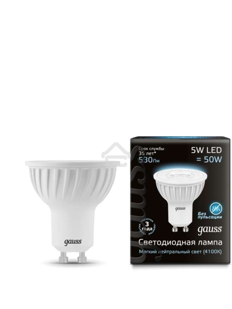 Лампа светодиодная GAUSS 101506205LED MR16 GU10 5W 4100K