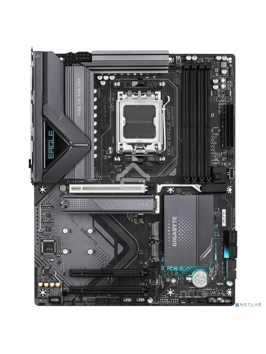 Материнская плата Gigabyte X870 EAGLE WIFI7, AM5, AMD X870, 4xDDR5, 4xSATA, 3xM.2, 1xPCI-E 5.0 x16, 2xPCI-E 3.0 x1, 1xHDMI, 1xUSB-C (DP), 1x 2.5Gb LAN, 4xUSB-A 2.0, 3xUSB-A 3.2 Gen 1, 1xUSB-A 3.2 Gen 2, 2xUSB-C 3.2 Gen 2 (USB4), 3x3.5 мм, 7.1, ATX