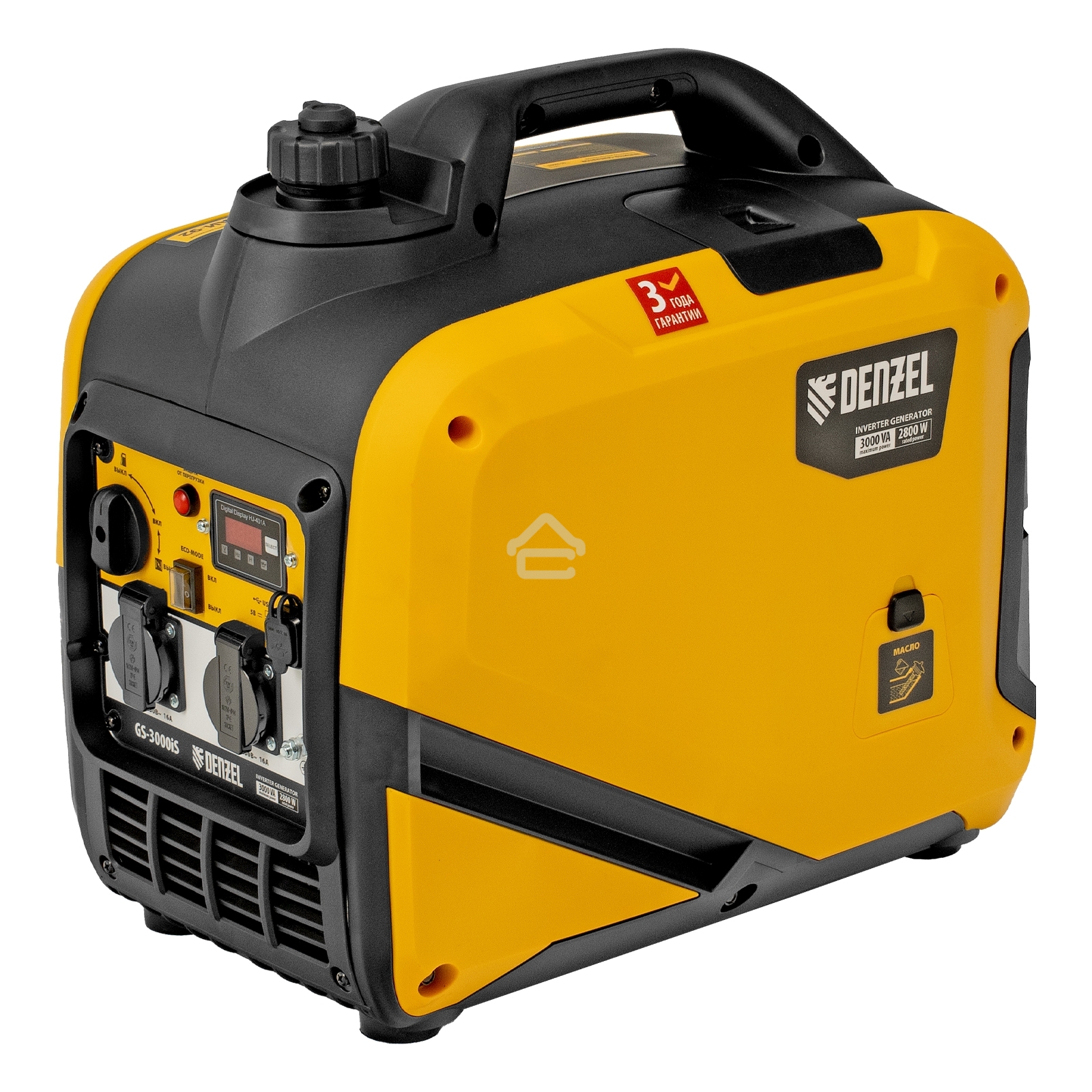 Генератор инверторный Denzel GS-3000iS, 3,0 кВт, 230 В, закрытый корпус, ручной старт